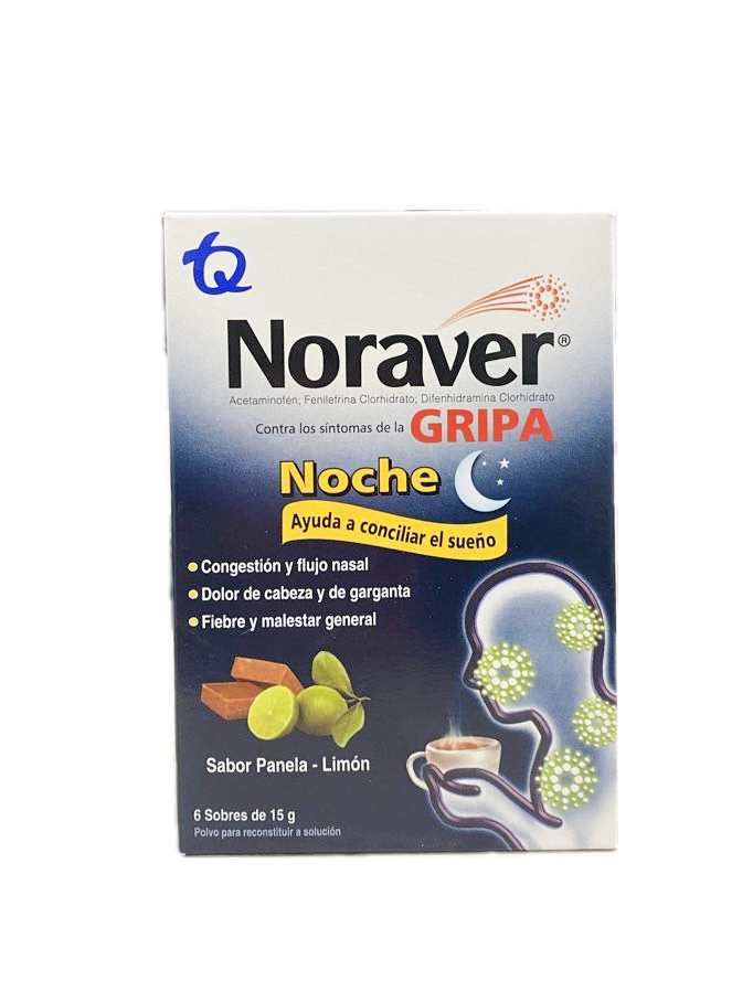 NORAVER GRIPA NOCHE CAJA CON  6 SOBRES X 15 GR C/U