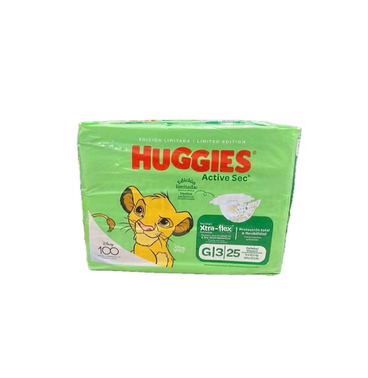 PAÑAL HUGGIES ACTIVE SEC ETAPA 3 XTRA-FLEX PAQUETE X 25 UNIDS