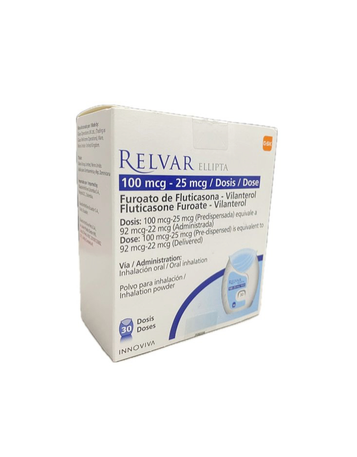 RELVAR 100MCG/25MCG POLVO PARA INHALACION X 30 DOSIS