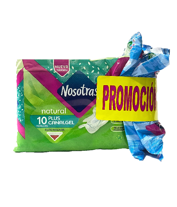 TOALLAS NOSOTRAS PLUS CANALGEL BOLSA X 10 UNDS + 2 TOALLAS CONFORT