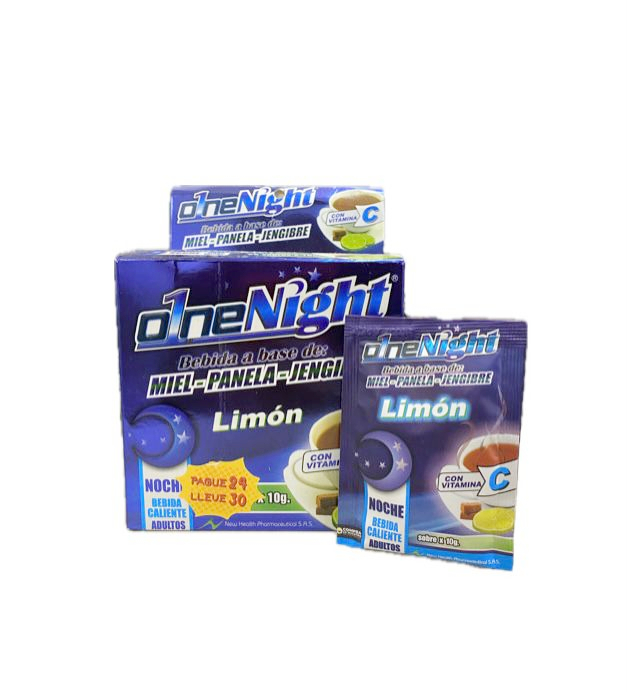 O1NE NIGHT BEBIDA LIMON CON VITAMINA C CAJA X 30 SOBRES PAGUE 24