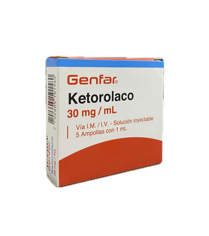 KETOROLACO 30MG/ML CAJA X 5 AMPOLLAS GENFAR 