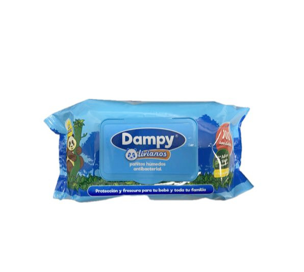 PAÑITOS HUMEDOS DAMPY LIVIANOS BOLSA X 100 UNDS