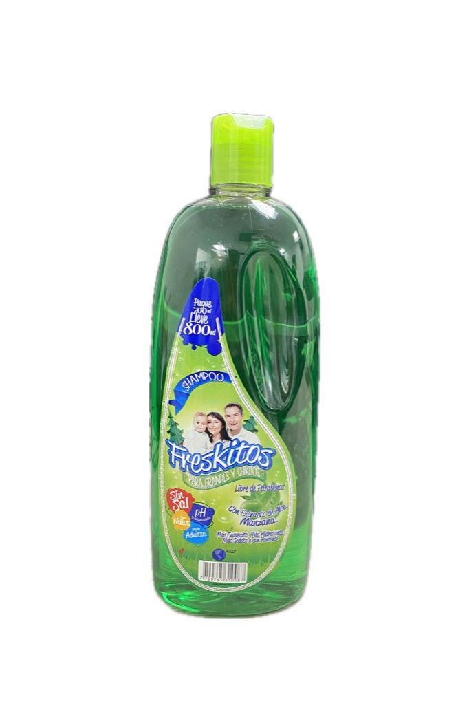 SHAMPOO FRESKITOS CON EXTRACTO DE ALOE Y MANZANA FRASCO X 800 ML