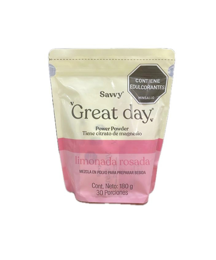 GREAT DAY POWER POWDER LIMONADA ROSADA DOYPACK X 180 G SAVVY