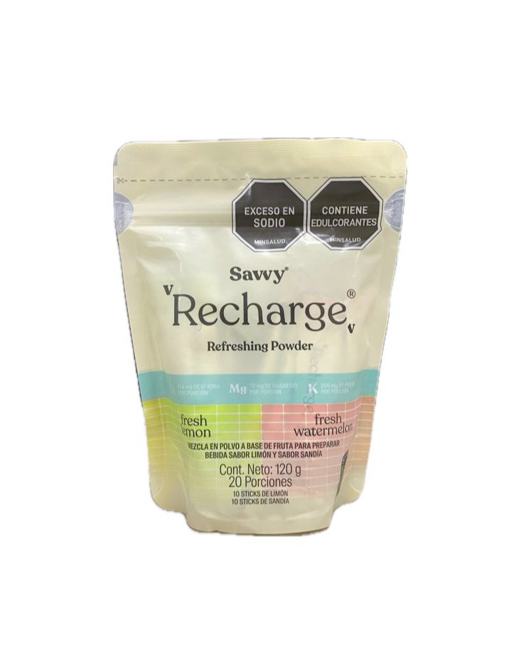 RECHARGE REFRESHING POWDER FRESH LEMON Y WATERMELON DOYPACK X 120 G SAVVY
