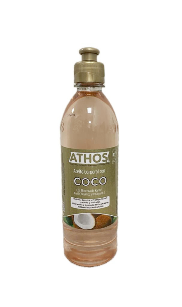 ACEITE CORPORAL DE COCO ATHOS FRASCO X 500 ML