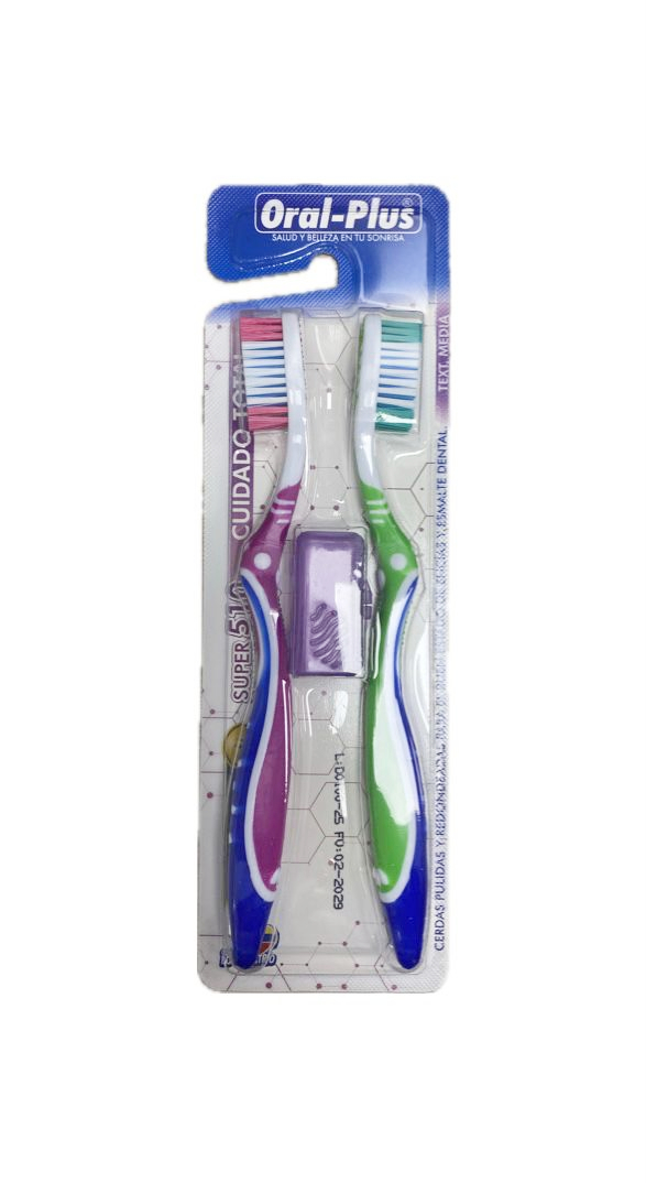 CEPILLO DENTAL SUPER 510 TEXTURA MEDIA ORAL PLUS CAJA X 2 UNDS 
