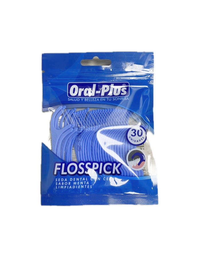 FLOSSPICK LIMPIADIENTES SABOR MENTA CON CERA BOLSA X 30 UNDS