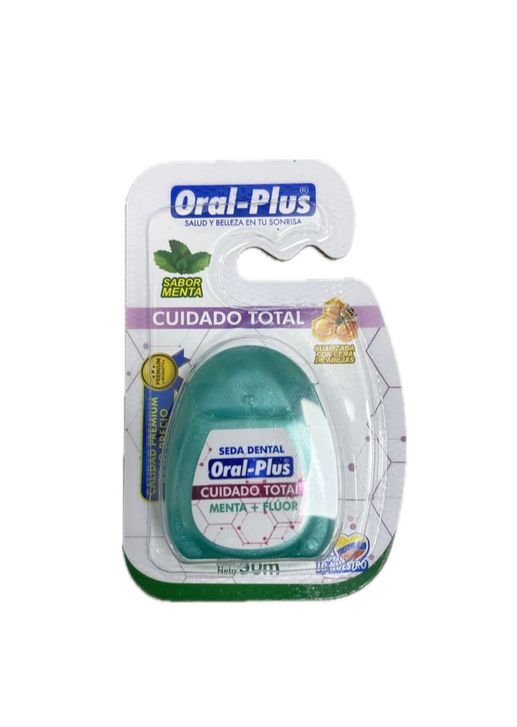 SEDA DENTAL ORAL PLUS SABOR A MENTA+FLUOR CUIDADO TOTAL X 30 METROS  