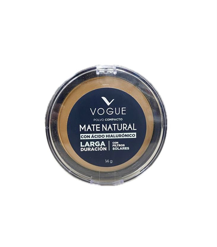 POLVO COMPACTO VOGUE MATE NATURAL CARAMELO X 14 G 