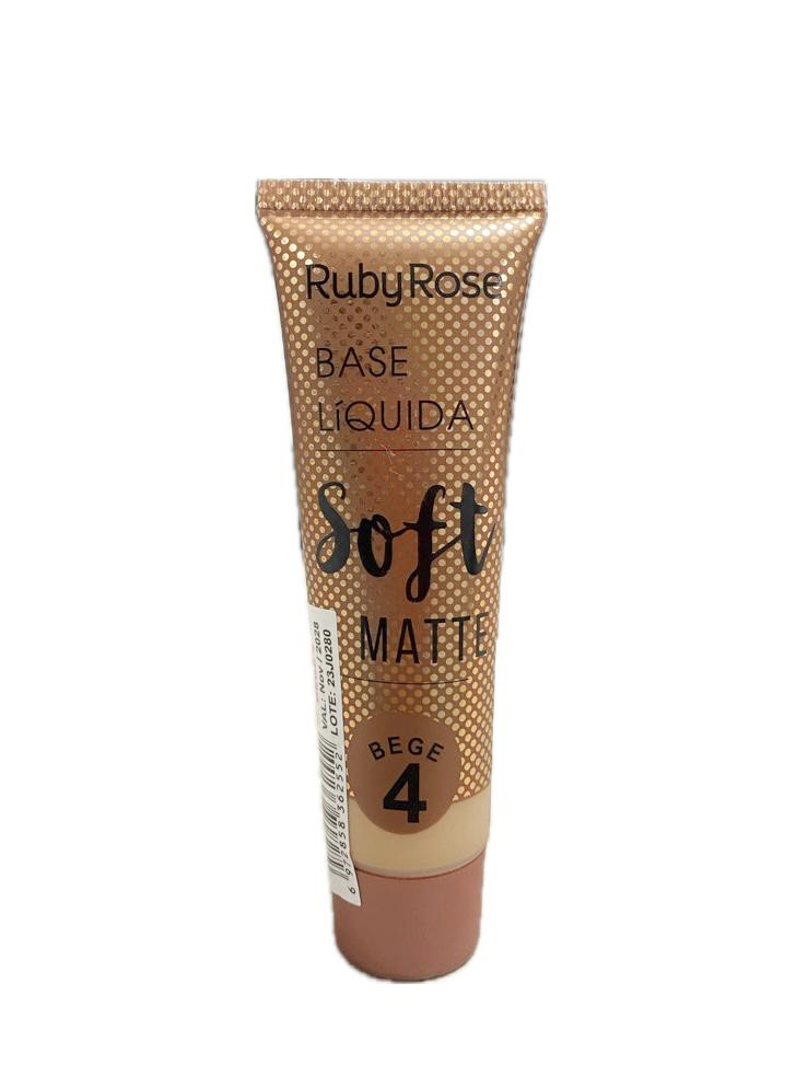 BASE LIQUIDA RUBY ROSE SOFT MATTE BEGE #4  X 29 ML