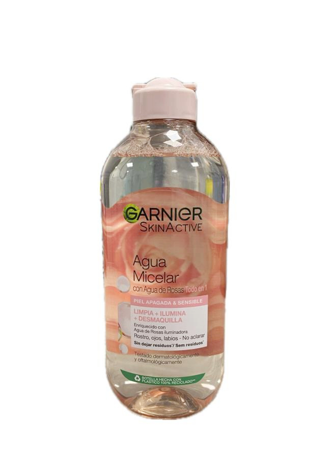 AGUA MICELAR GARNIER CON AGUA DE ROSAS FRASCO X 400 ML 