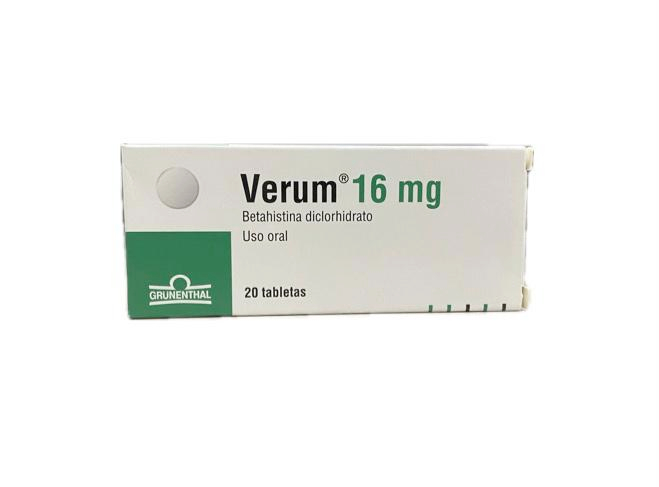 VERUM 16 MG CAJA X 20 TABLETAS 