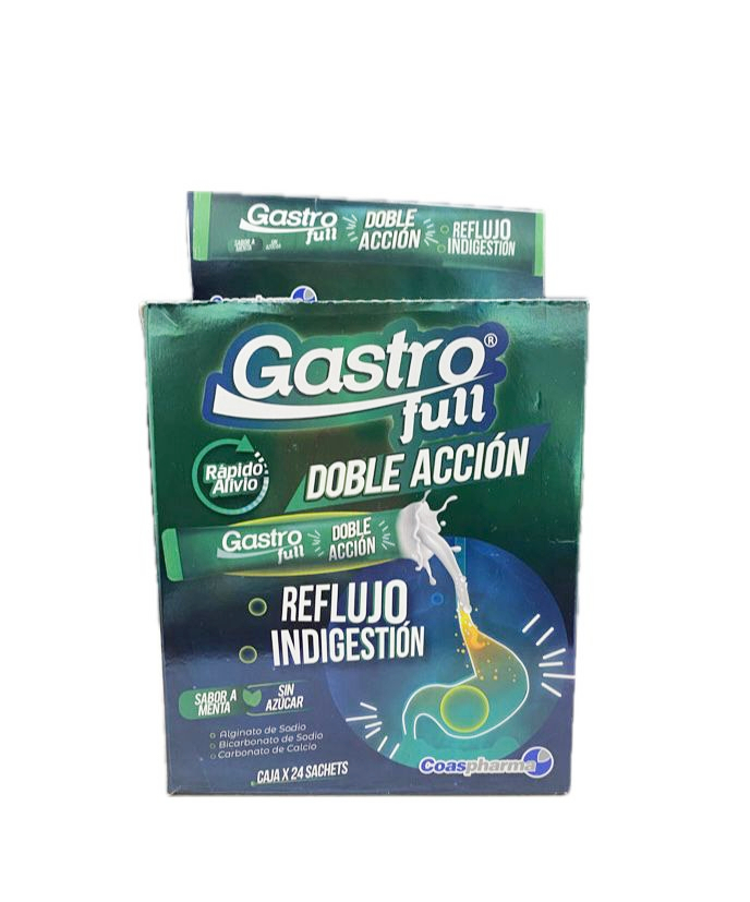 GASTRO FULL DOBLE ACCION SABOR MENTA SIN AZUCAR CAJA X 24 SACHETS