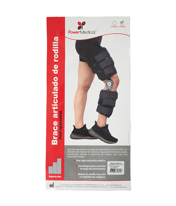 BRACE ARTICULADO DE RODILLA POST OPERATORIO LARGO BOLSA X 1 UND