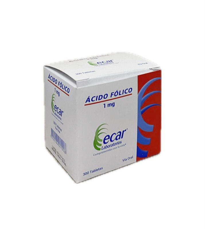 ACIDO FOLICO 1 MG CAJA X 300 TABLETAS ECAR 