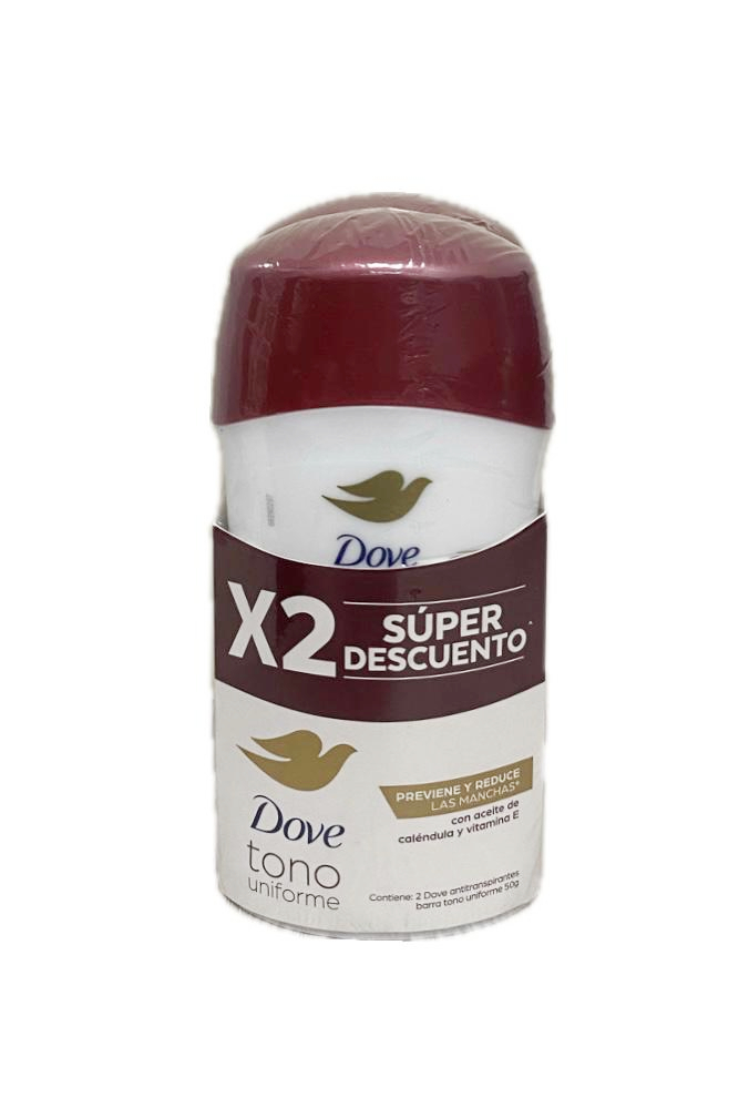 2 DESODORANTE DOVE BARRA TONO UNIFORME X 50 G C/U