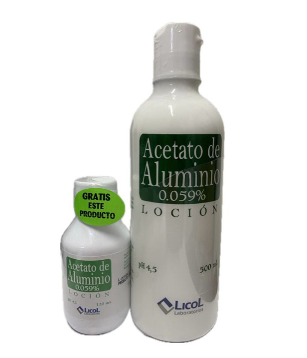 ACETATO DE ALUMINIO FRASCO X 500 ML GRATIS FRASCO X 120 ML