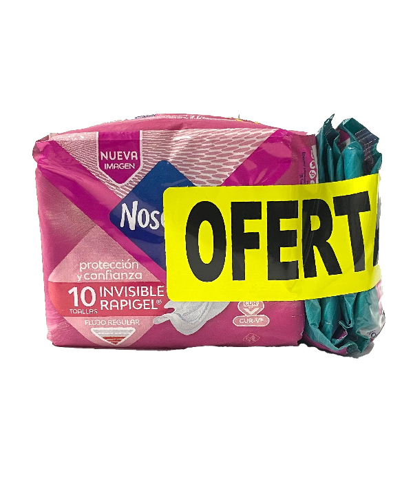 TOALLAS NOSOTROS INVISIBLE RAPIGEL BOLSA X 10 UNDS + 2 TOALLAS BUENA NOCHE