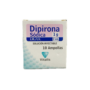 DIPIRONA 1G/2ML CAJA X 10 AMPOLLAS VITALIS 