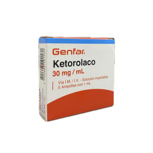 KETOROLACO 30MG/ML CAJA X 5 AMPOLLAS GENFAR 