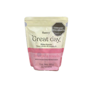 GREAT DAY POWER POWDER LIMONADA ROSADA DOYPACK X 180 G SAVVY