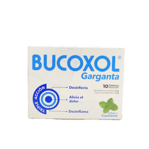 BUCOXOL TRIPLE ACCION SABOR COOLMINT CAJA X 10 TABLETAS 