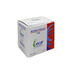ACIDO FOLICO 1 MG CAJA X 300 TABLETAS ECAR 
