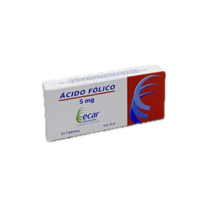 ACIDO FOLICO 5 MG CAJA X 20 TABLETAS ECAR