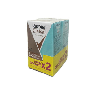 2 DESODORANTE REXONA CLINICAL CREMA CLEAN SCENT X 48 G C/U