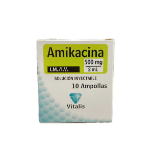 AMIKACINA 500MG/2ML CAJA X 10 AMPOLLAS VITALIS
