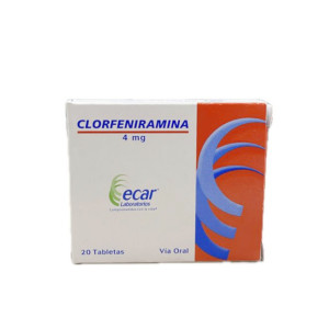 CLORFENIRAMINA 4 MG CAJA X 20 TABLETAS ECAR 